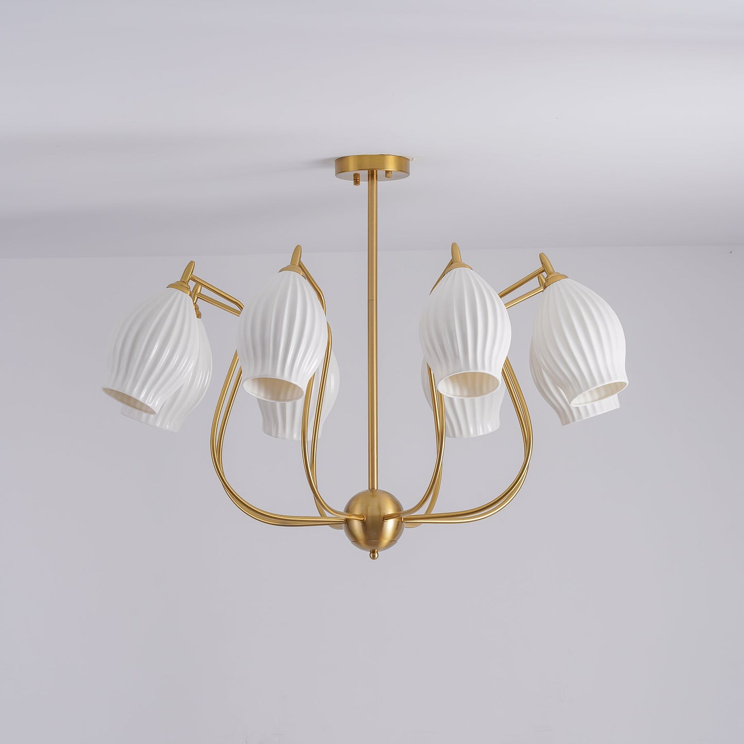 Ceramic Ribbed Gasolier Chandelier