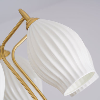 Ceramic Ribbed Gasolier Chandelier