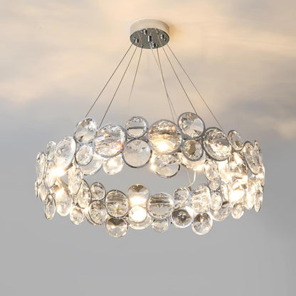 Chrome Round Crystal Candelabrum Chandelier