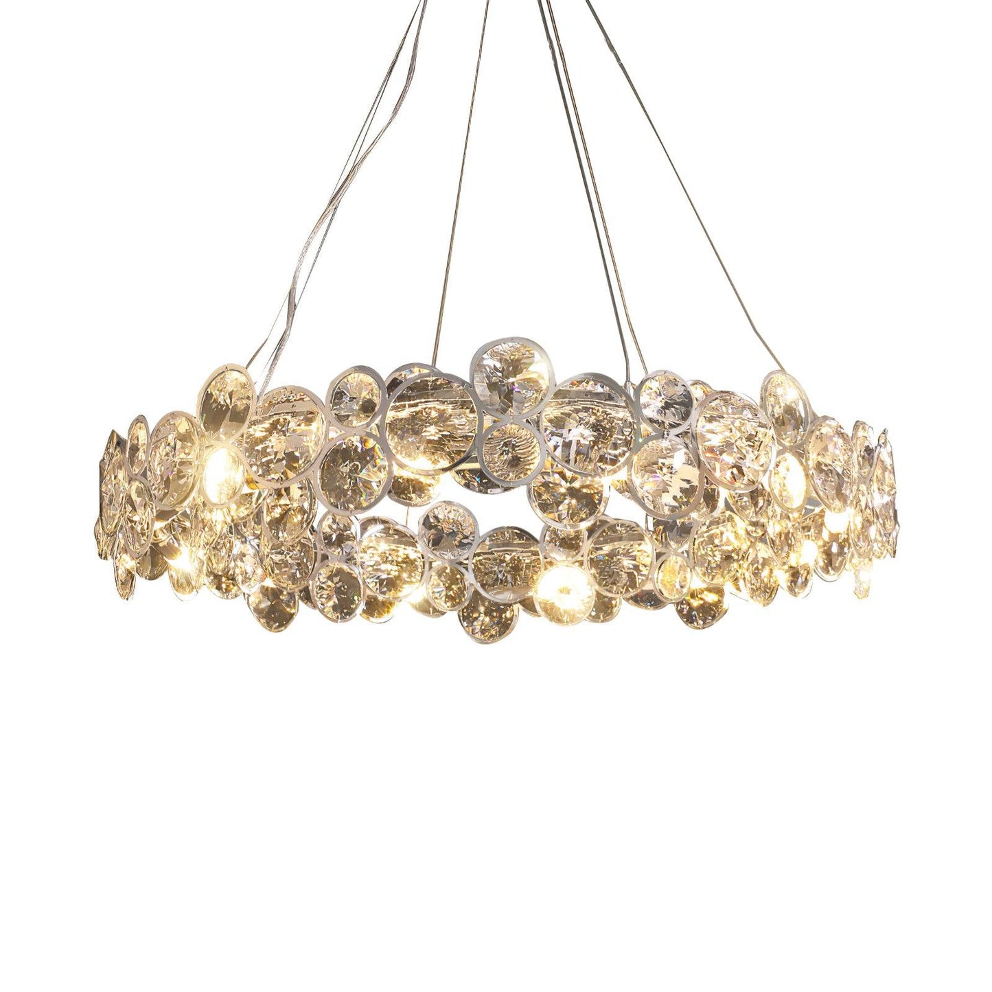 Chrome Round Crystal Candelabrum Chandelier