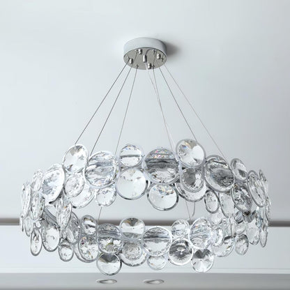 Chrome Round Crystal Candelabrum Chandelier