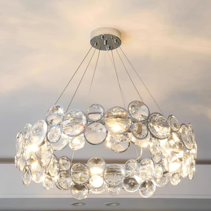 Chrome Round Crystal Candelabrum Chandelier