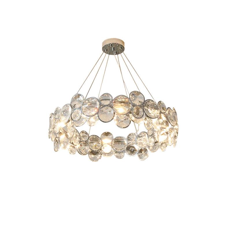 Chrome Round Crystal Candelabrum Chandelier