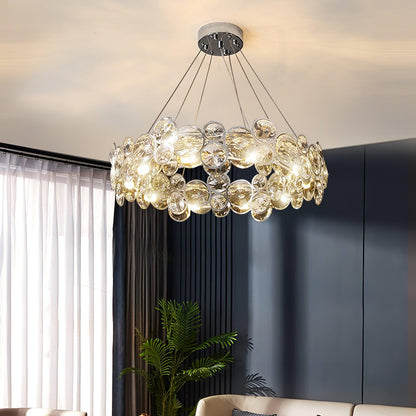 Chrome Round Crystal Candelabrum Chandelier