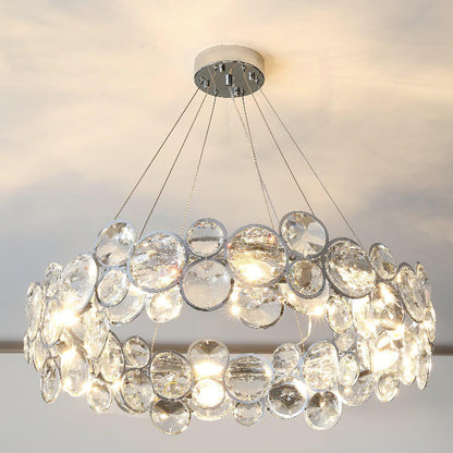 Chrome Round Crystal Candelabrum Chandelier