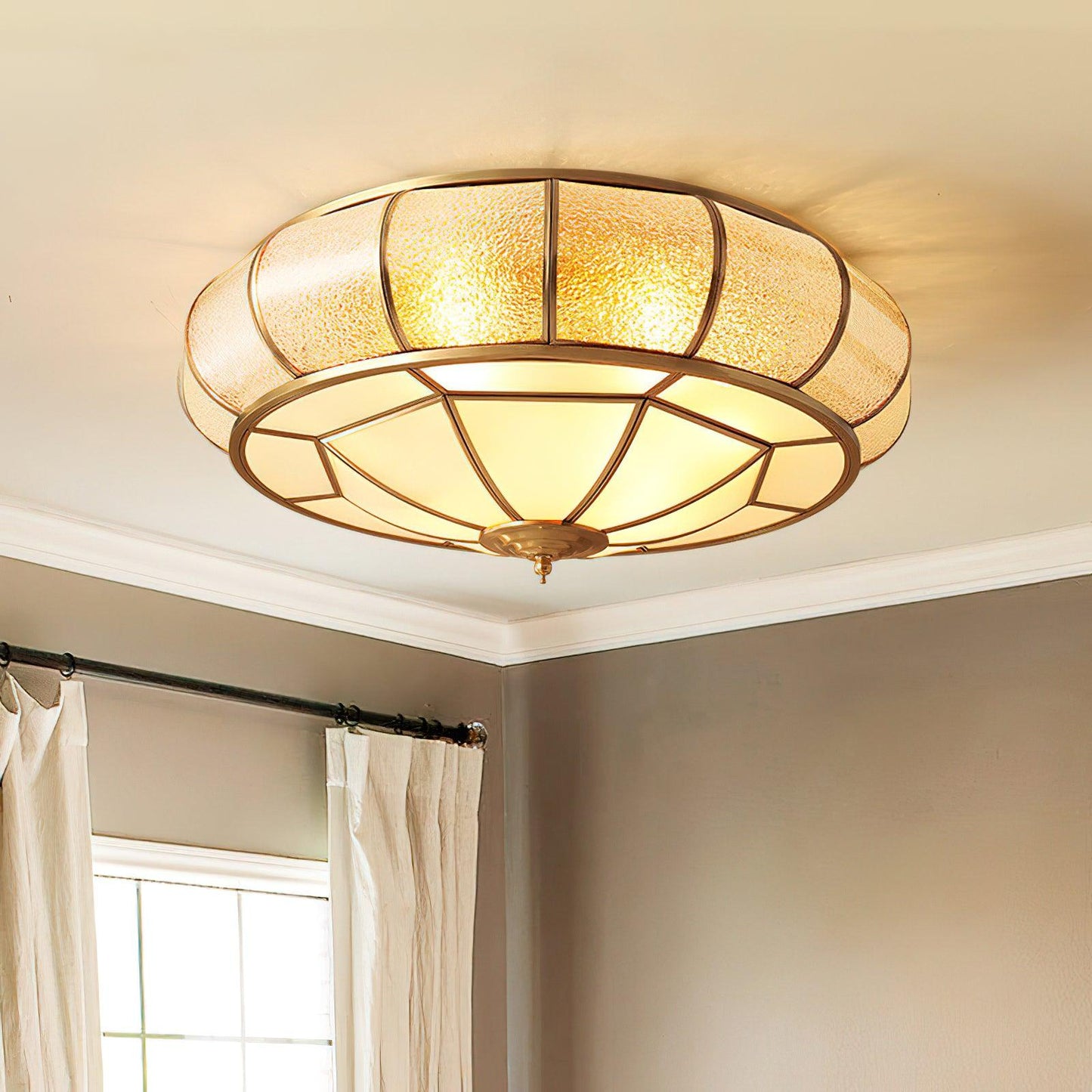 Colonial Glass Drum Ceiling light Ceiling Light