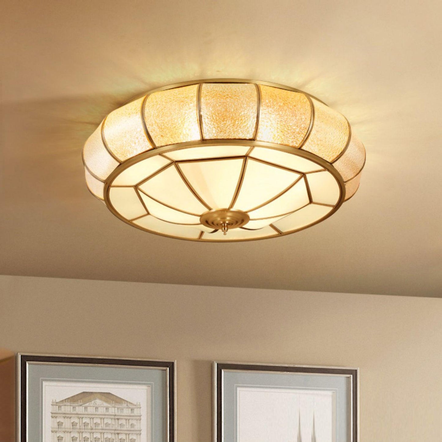 Colonial Glass Drum Ceiling light Ceiling Light