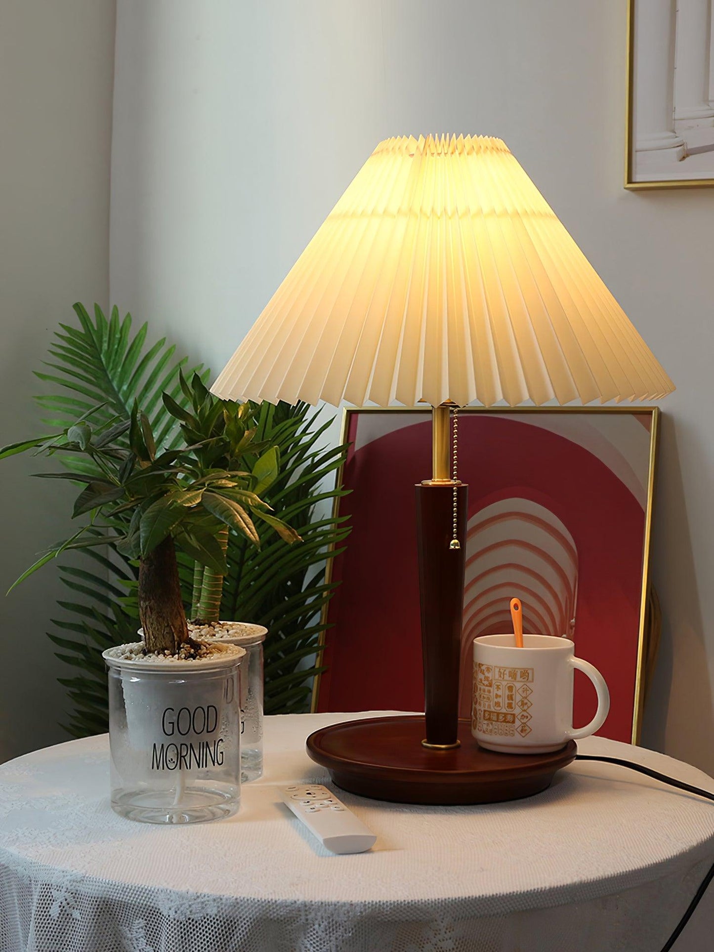 Cone Pleated Fabric Portable lamp Table Lamp