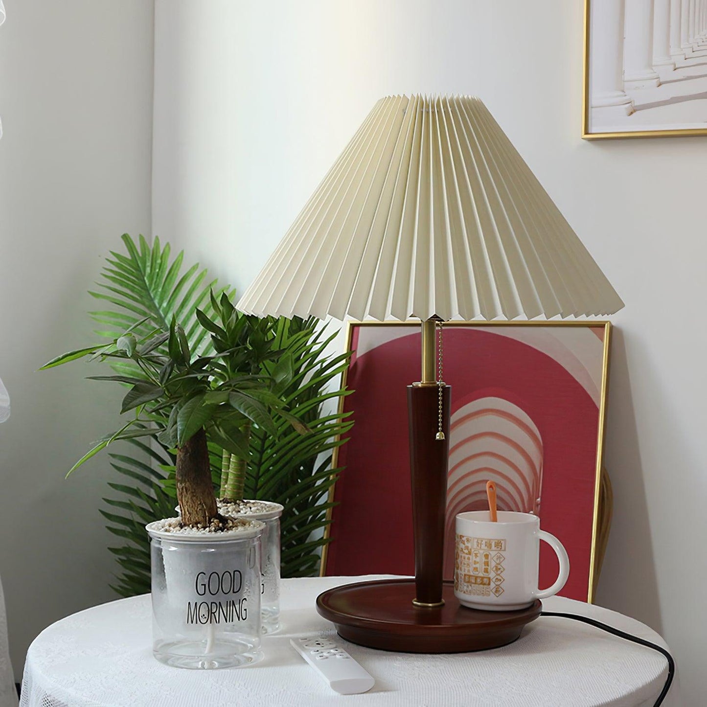 Cone Pleated Fabric Portable lamp Table Lamp