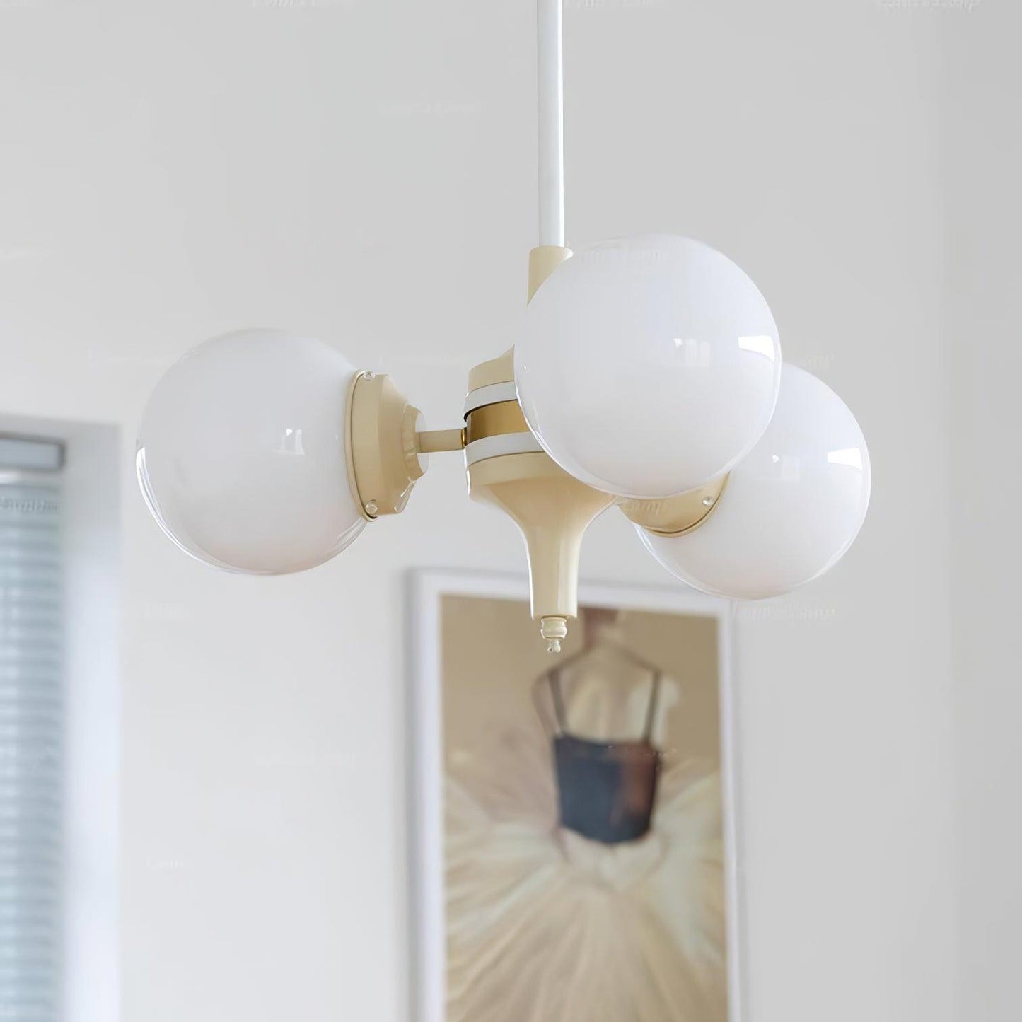 Cream Glass Ball Electrolier Chandelier