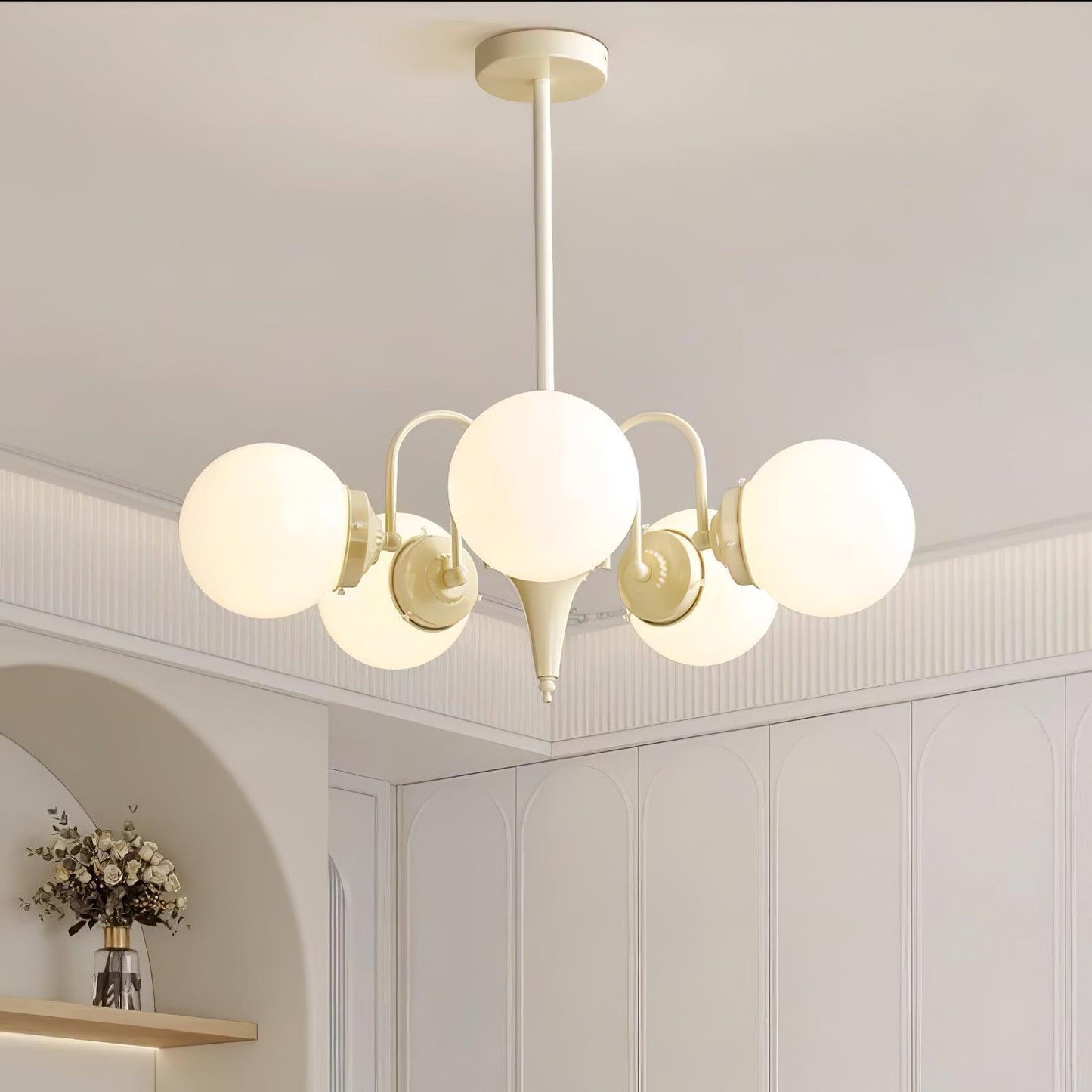 Cream Glass Ball Electrolier Chandelier