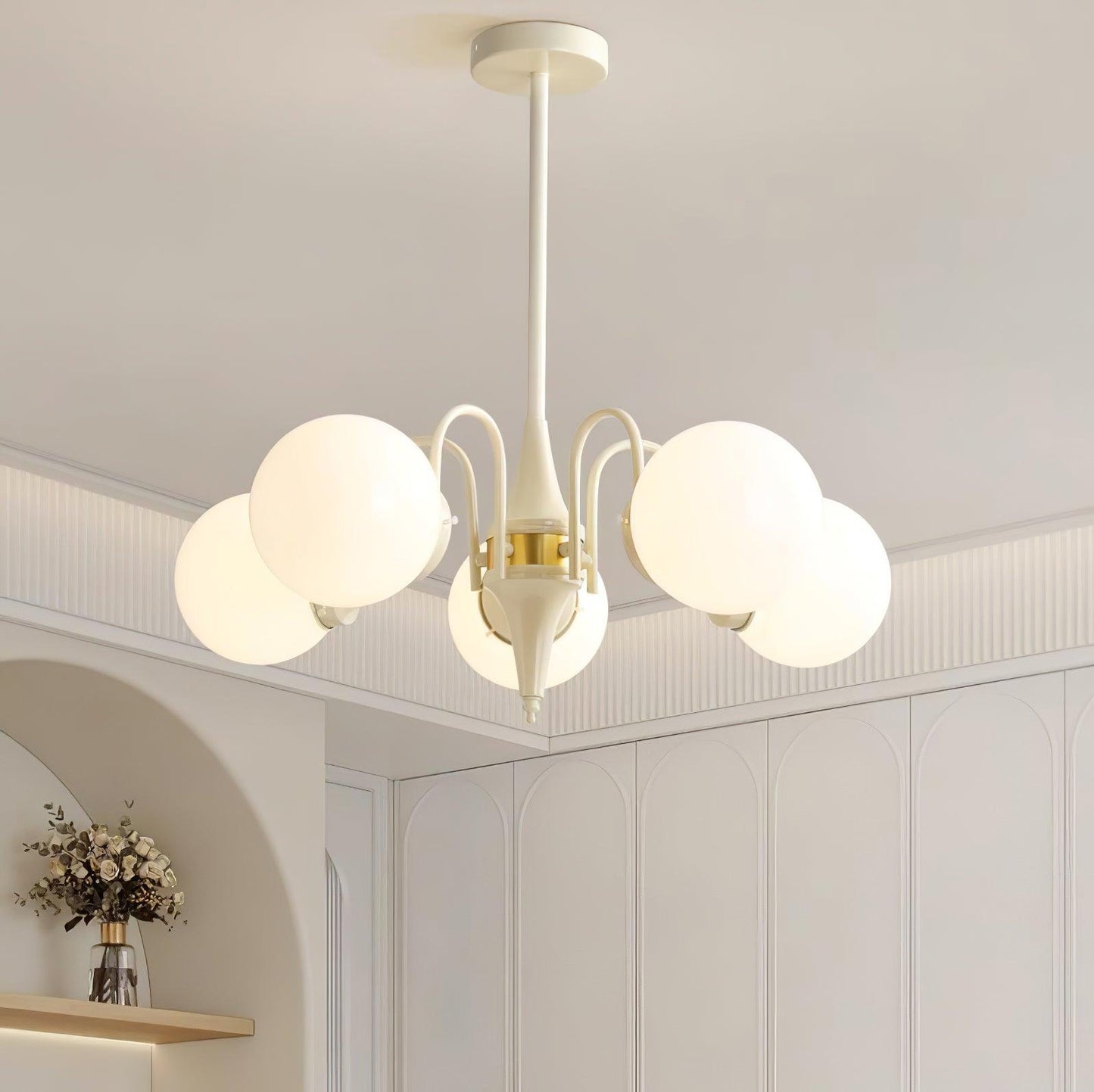 Cream Glass Ball Electrolier Chandelier