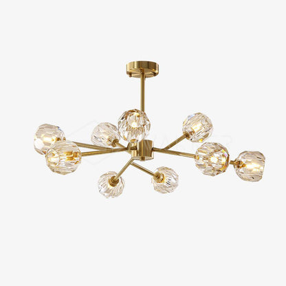 Crystal Ball Round Cluster Gasolier Chandelier