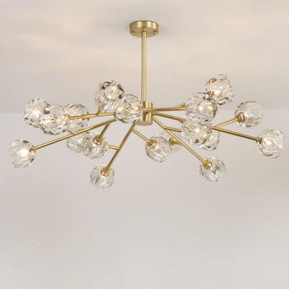 Crystal Ball Round Cluster Gasolier Chandelier