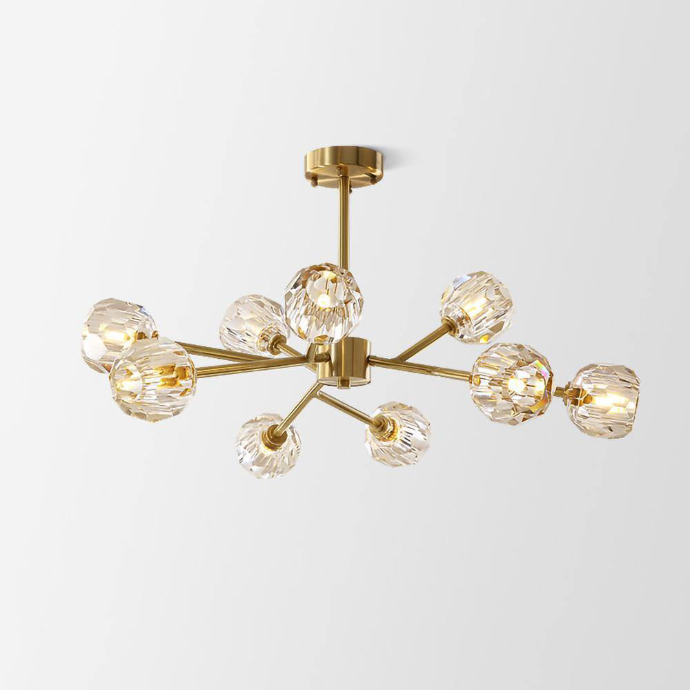 Crystal Ball Round Cluster Gasolier Chandelier