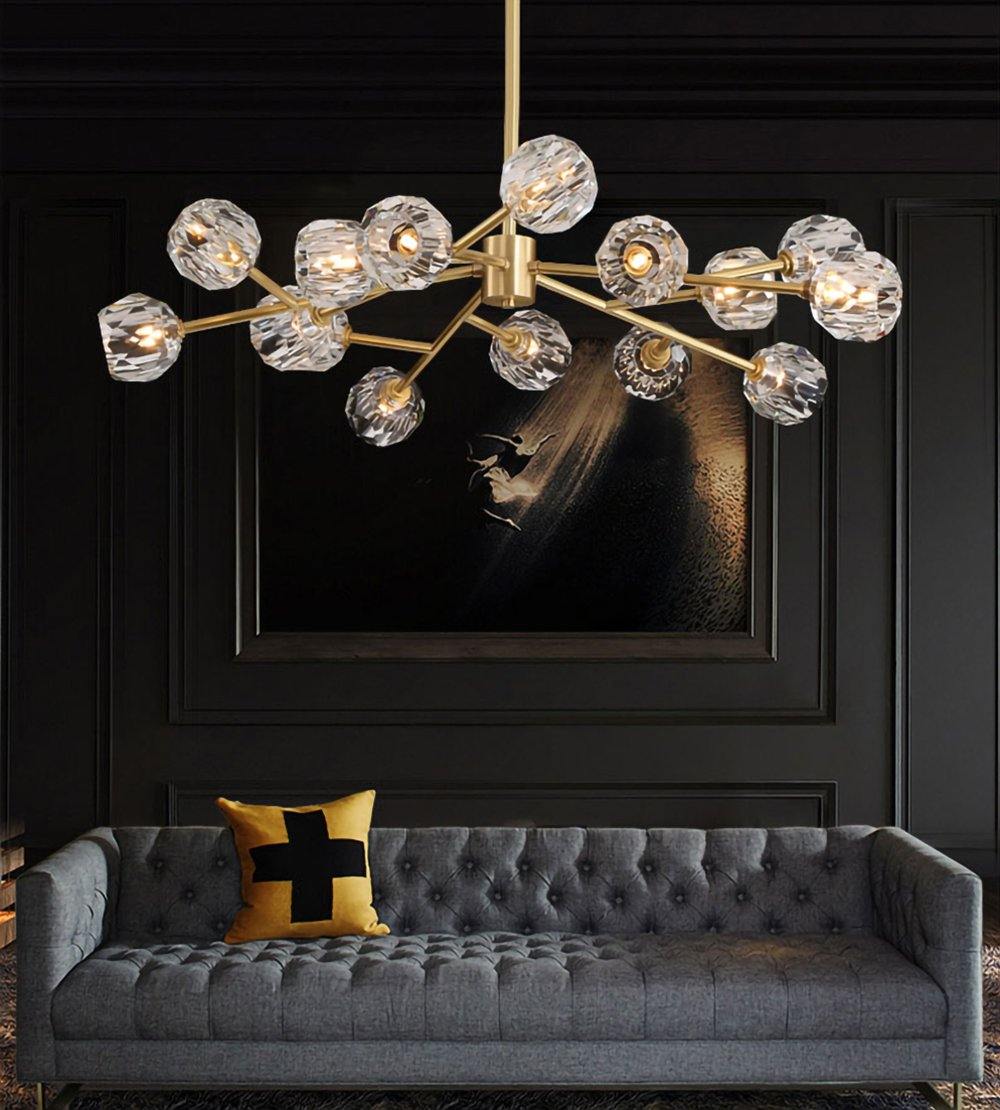 Crystal Ball Round Cluster Gasolier Chandelier