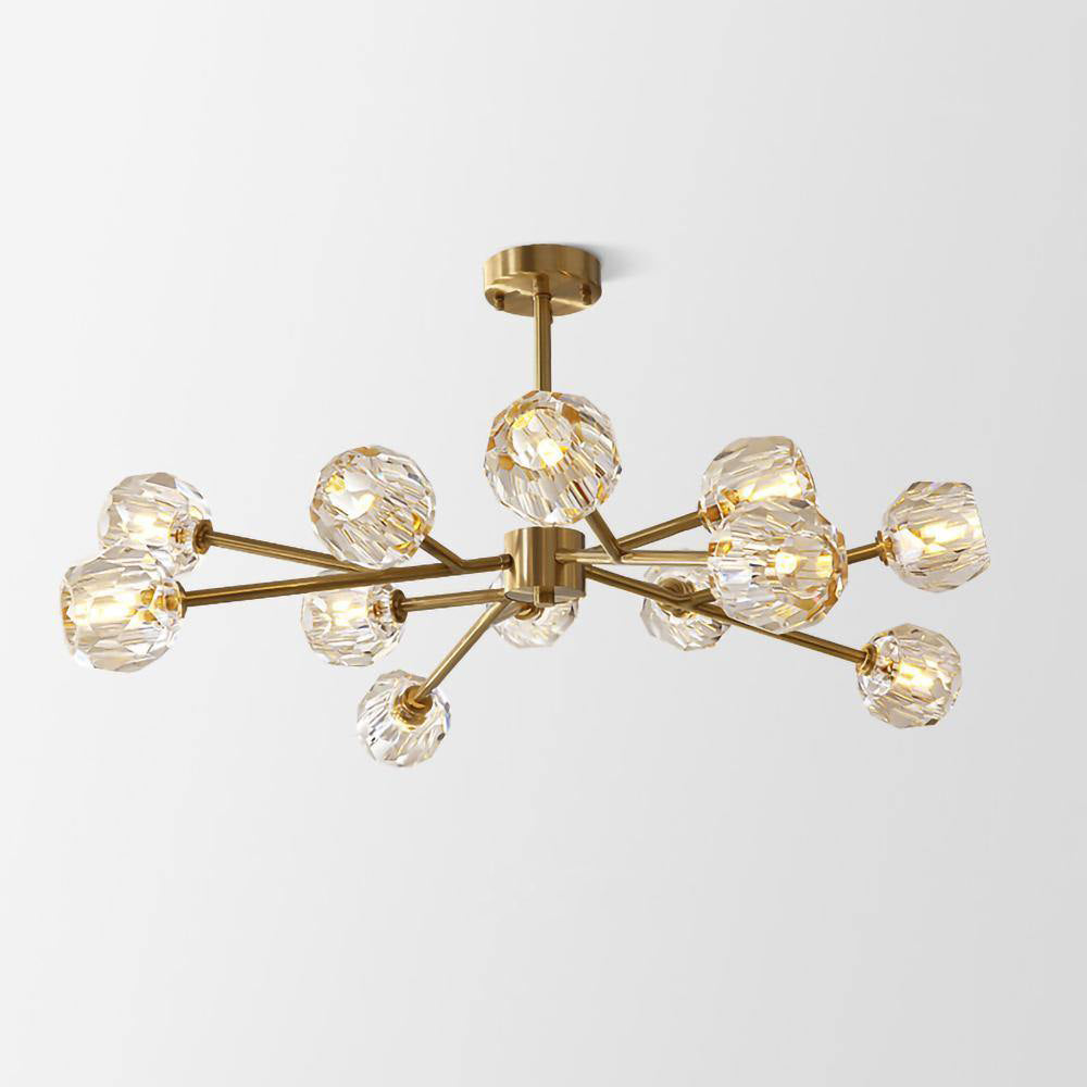 Crystal Ball Round Cluster Gasolier Chandelier