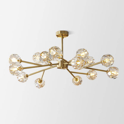 Crystal Ball Round Cluster Gasolier Chandelier