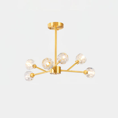 Crystal Ball Round Cluster Gasolier Chandelier