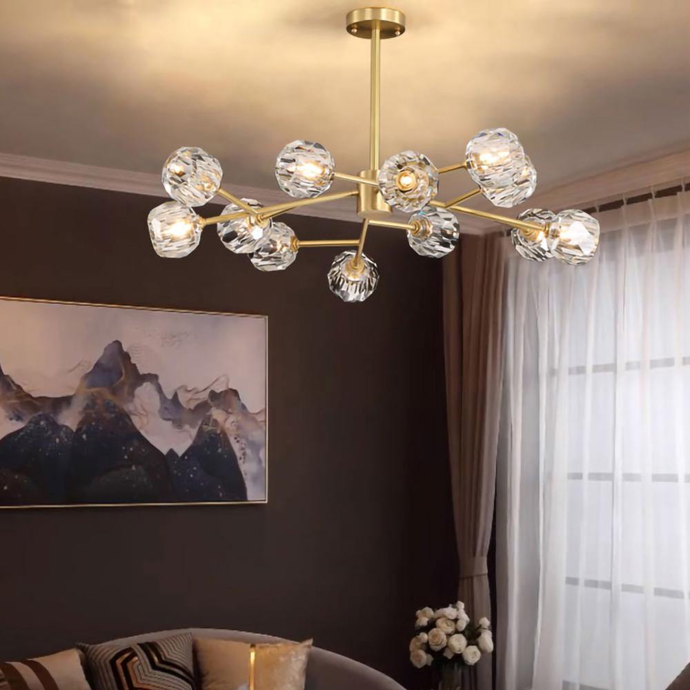 Crystal Ball Round Cluster Gasolier Chandelier