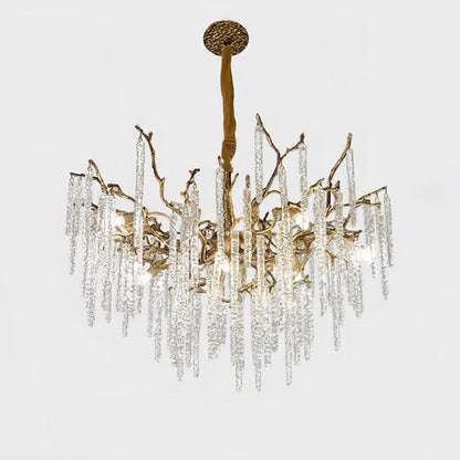 Crystal Icicles Branch Brass Pendant light Chandelier