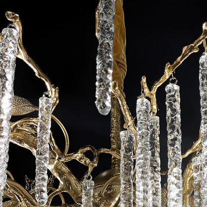 Crystal Icicles Branch Brass Pendant light Chandelier