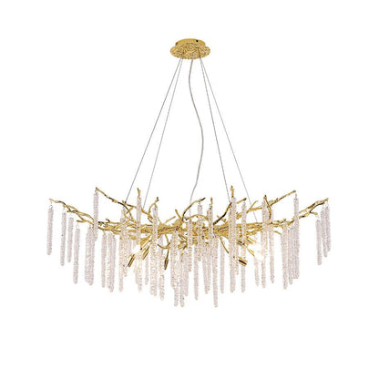 Crystal Icicles Branch Brass Pendant light Chandelier