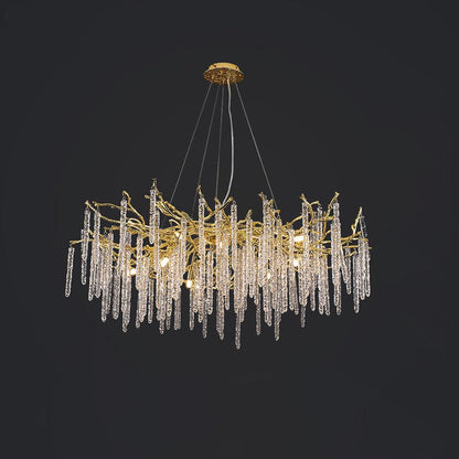 Crystal Icicles Branch Brass Pendant light Chandelier