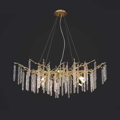 Crystal Icicles Branch Brass Pendant light Chandelier