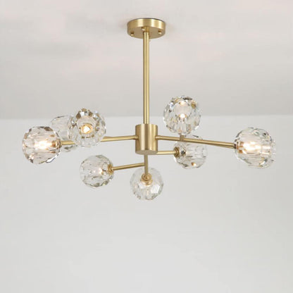 Crystal Ball Round Cluster Gasolier Chandelier