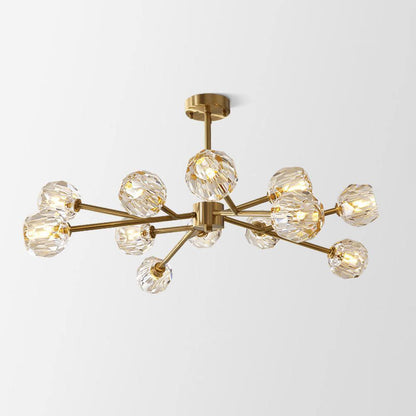 Crystal Ball Round Cluster Gasolier Chandelier