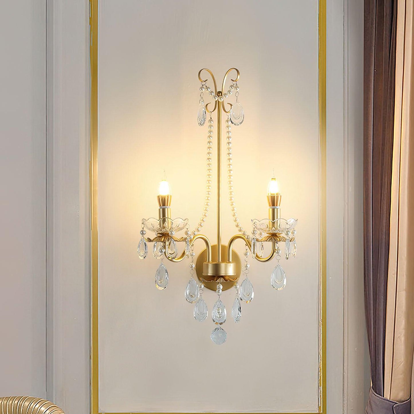 Crystal Pearl Chain Wall light fixture Wall Lamp