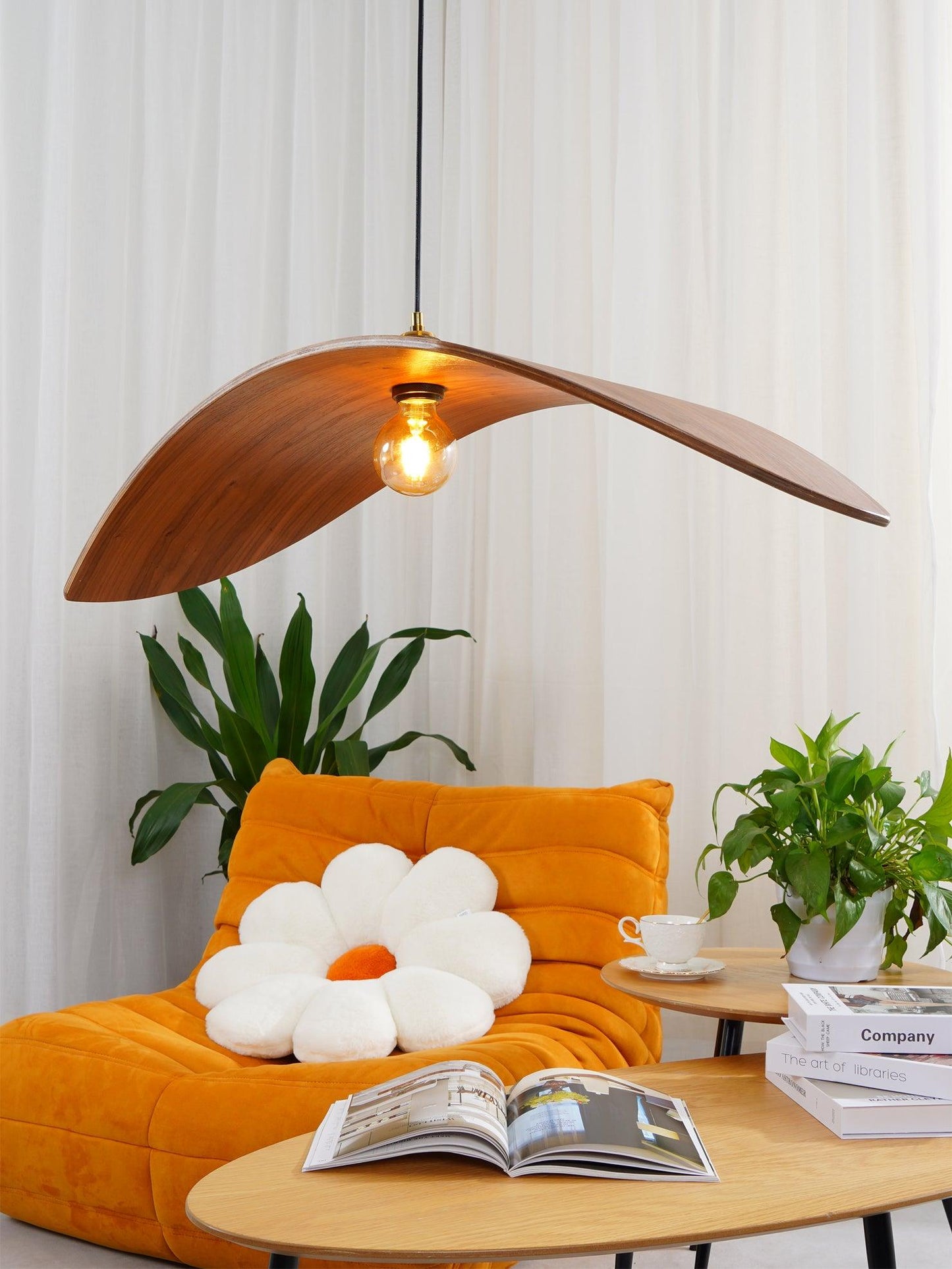 Curve Wooden Drop light Pendant Lamp