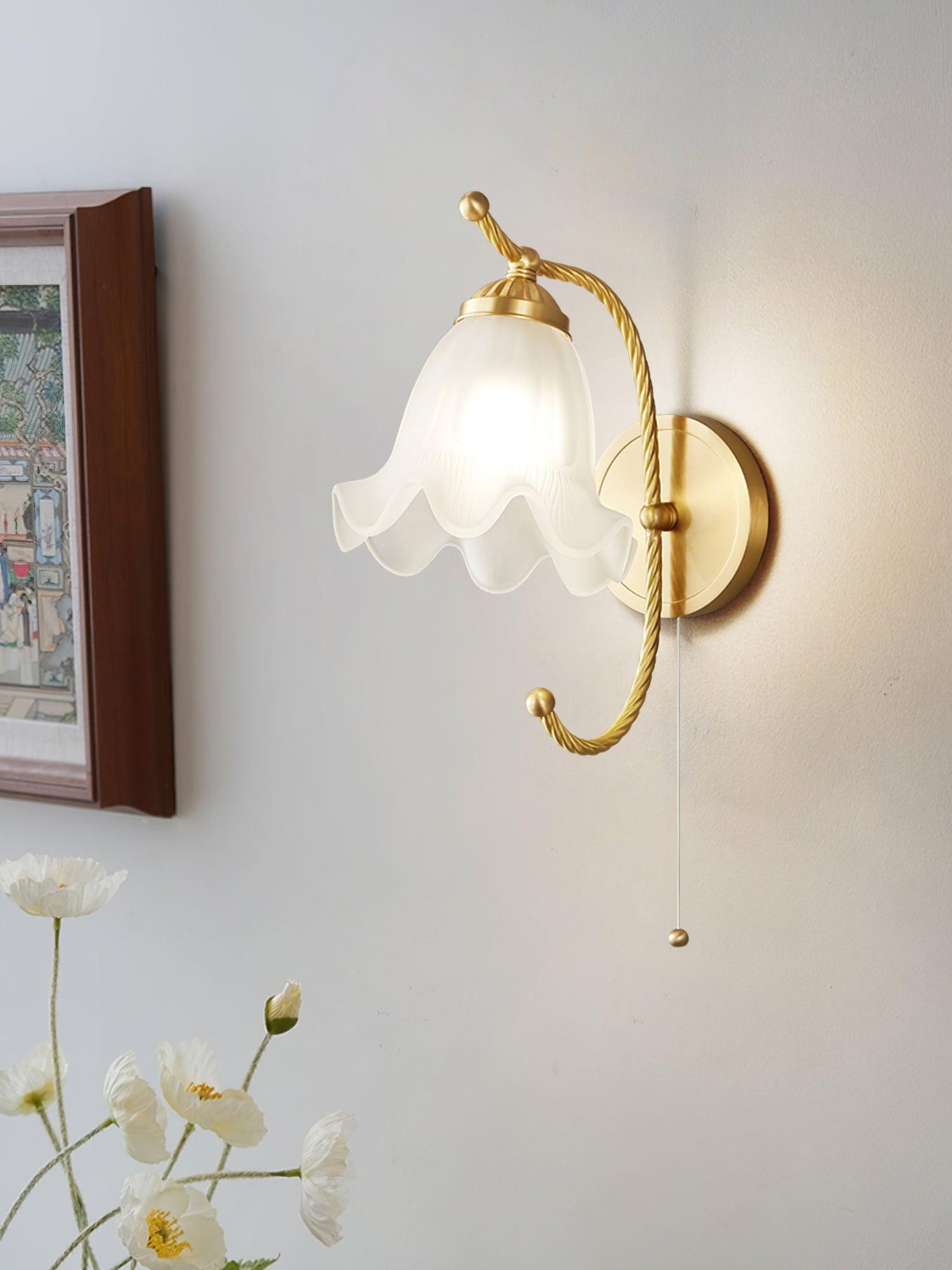 Curved Gooseneck Brass Glass Bracket light Sconce