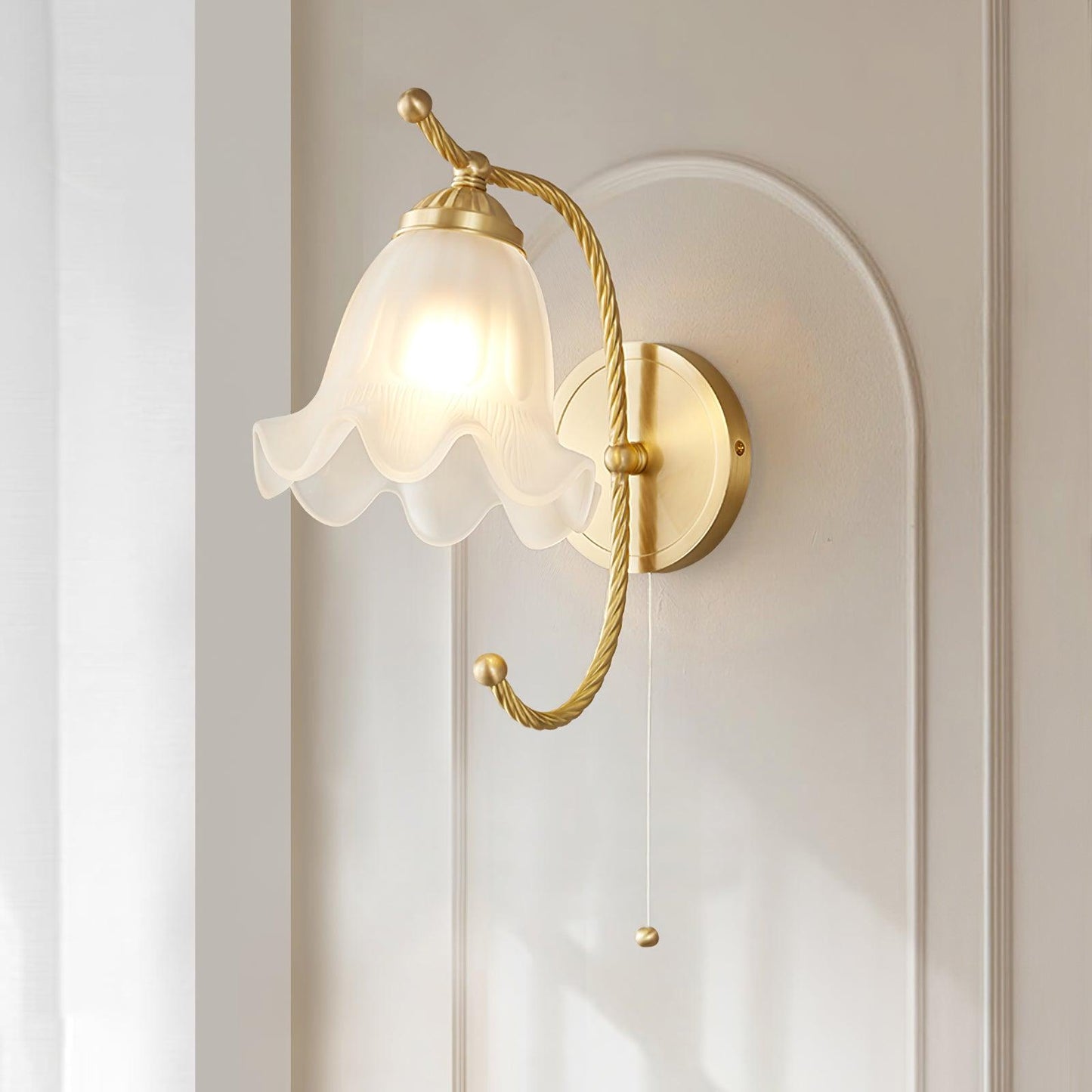 Curved Gooseneck Brass Glass Bracket light Sconce