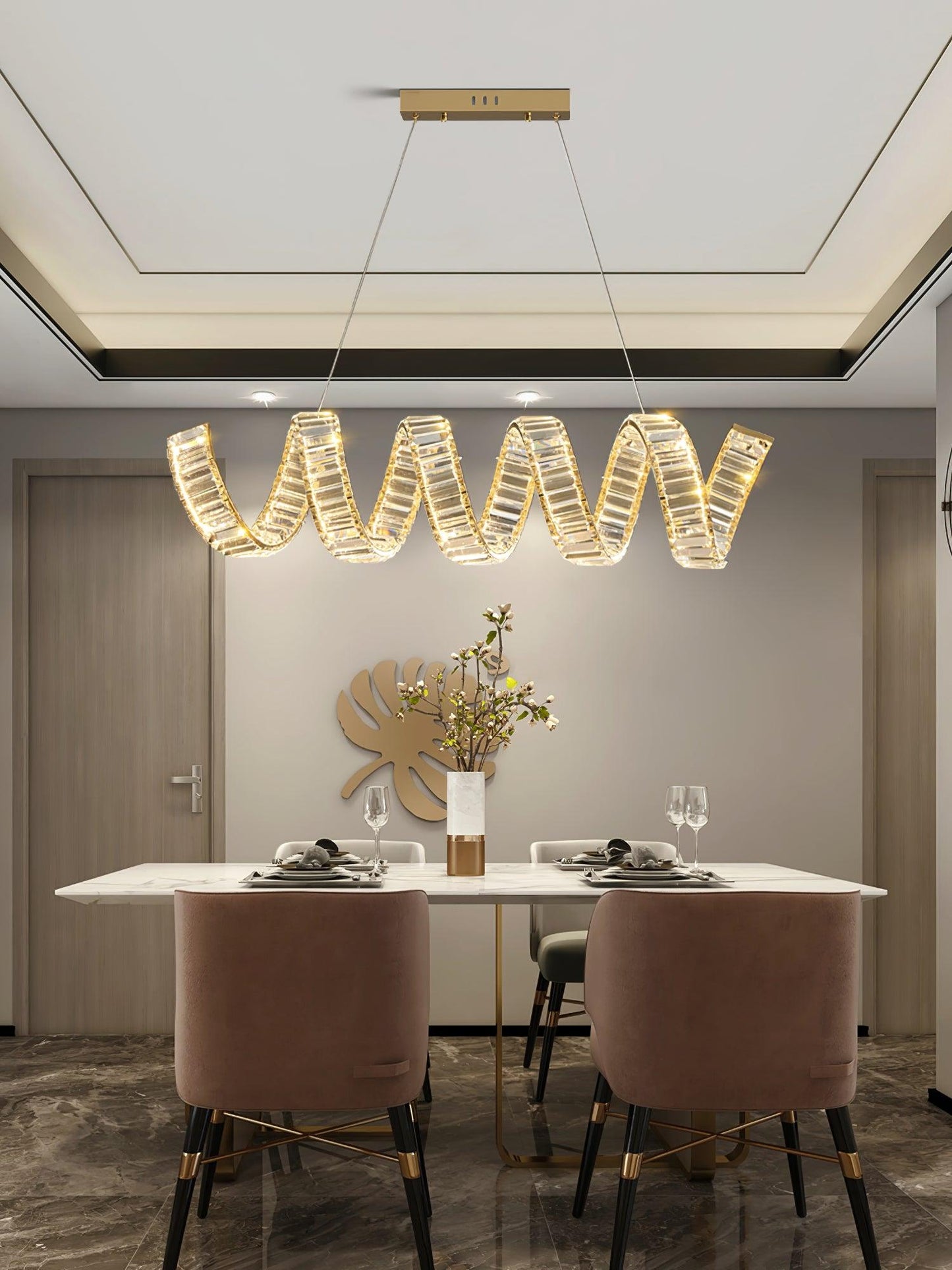 Curved LED Pendant light Chandelier