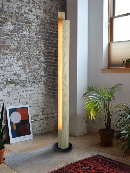 Cylindrical Timber Column Accent Lamp Floor Lamp