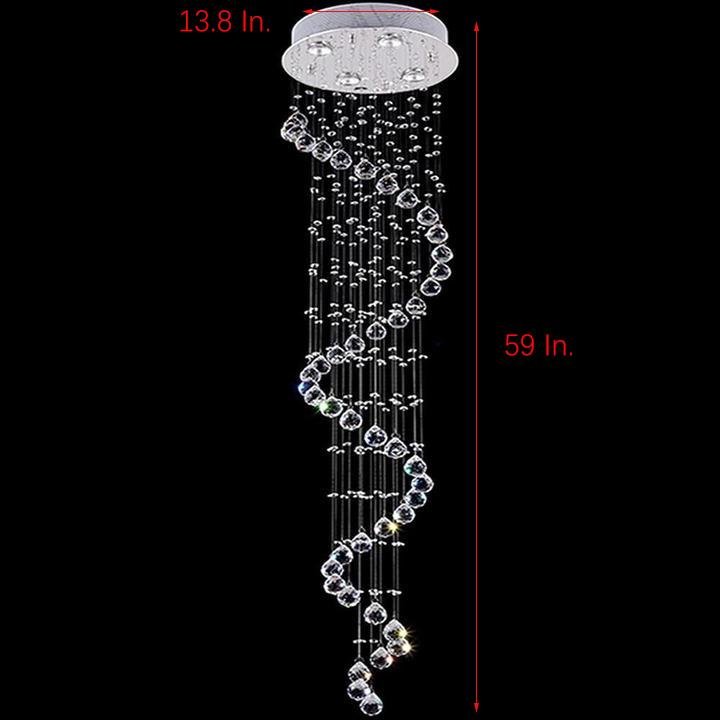 Multi Spiral Contemporary Metal Crystal Living Room Chandelier Light Fixtures