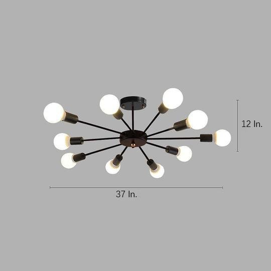 Industrial Sputnik Chandelier Modern Black Chandelier with 10 Bulbs