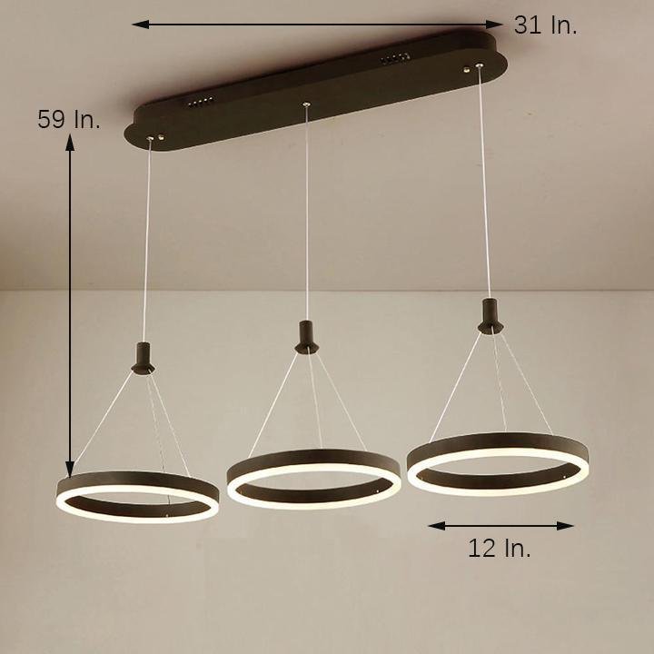 3-ring Dimmable LED Modern Chandeliers Pendant Light Hanging Lamp