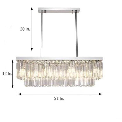 Rectangular Double-layer Crystal LED Industrial Chandeliers Pendant Light