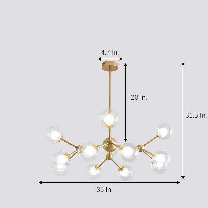 Radiant Beauty 12- Light Sputnik Semi Flush Fixture Chandelier