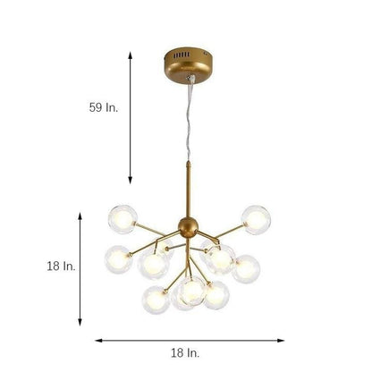 Sputnik Cluster Chandelier Light Metal Glass LED Chandelier 12 Bulbs