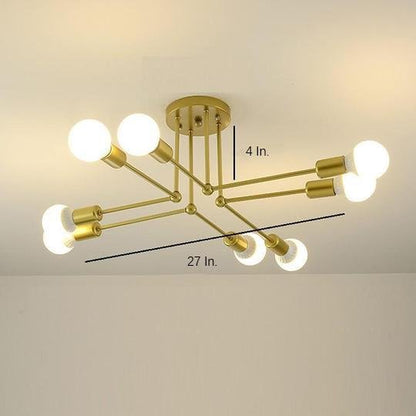 8 Light Modern Linear Gold Flush Mount Light Metal LED Ceiling Light