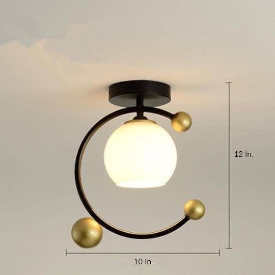 Artistic Metal Glass Flush Mount Light over Kitchen Sink Globe Circle LED Ceiling Lights