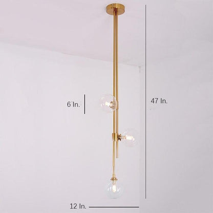 Elongated Gold Pendant Light Metal Glass Industrial Pendant Lighting