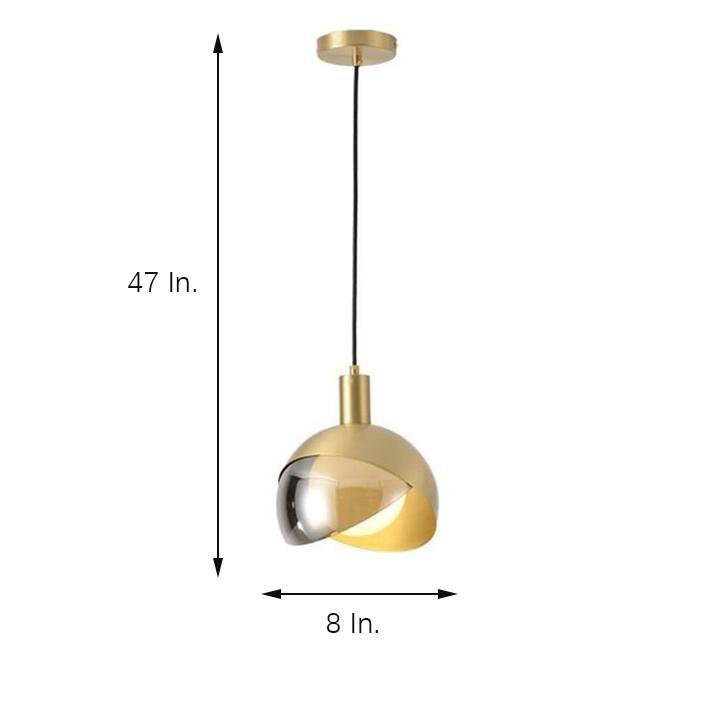 Dual-Colored Semi Globe Metal Glass Pendant Light Industrial Style Pendant Lighting for Office & Dining Room