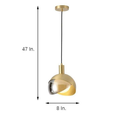 Dual-Colored Semi Globe Metal Glass Pendant Light Industrial Style Pendant Lighting for Office & Dining Room