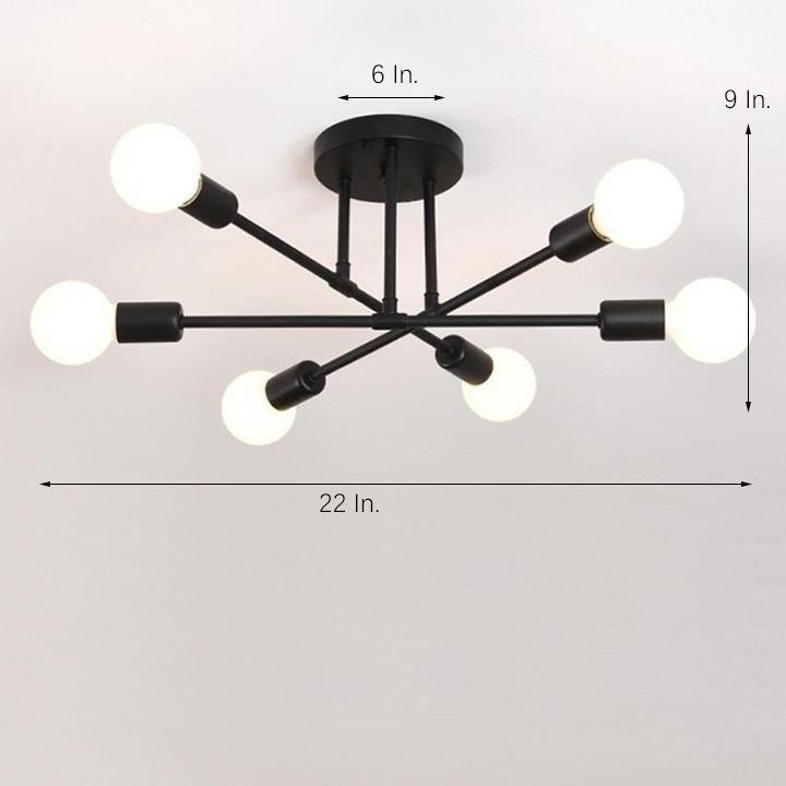 Elegant 6-Light Flush Mount Light- E26/E27, 22'' Dia