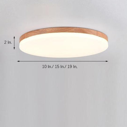 Circular Minimalist Flush Mount Dining Room Light Bamboo Acrylic LED Ceiling Lights